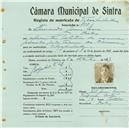Registo de matricula de velocipedista em nome de Fernando Gomes Soares, morador em Belas, com o nº de inscrição 758.