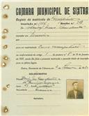 Registo de matricula de velocipedista em nome de Florival Maria [Ramalhete], morador em Maceira, com o nº de inscrição 1034.