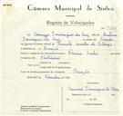 Registo de velocípede de marca Norman Sachs, com o nº 9434, em nome de Carmino Domingues da Cruz, morador em Banzão.