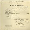 Registo de velocípede com o nº 2648, em nome de Maria Beatriz da Silva Ramos Lopes, moradora em Colares.