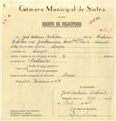 Registo de velocípede com o nº 6914, em nome de José António Estevão, morador em Anços.