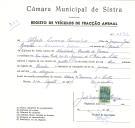 Registo de um veiculo de quatro rodas tirado por dois animais de espécie cavalar destinado a transporte de mercadorias em nome de Alfredo Lourenço Gonçalves, morador na Rua Serpa Pinto, São Pedro de Sintra.