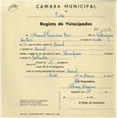 Registo de velocípede de marca Champion, com o nº 1359, em nome de Manuel Francisco Reis, morador em Lourel.