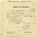 Registo de velocípede de marca Olympique, com o nº 2292, em nome de João da Silva Belas, morador em Rua Vasco da Gama nº 29, Queluz.