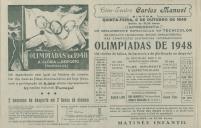 Programa do espetáculo tecnicolor das competições desportivas internacionais das Olimpiadas de 1948.