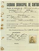 Registo de matricula de velocipedista em nome de Alexandre José Frade, morador na Assafora, com o nº de inscrição 1027.