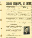 Registo de matricula de cocheiro amador em nome de Fernando José Salema Garção, morador em São Pedro Sintra, com o nº de inscrição 862.