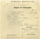 Registo de velocípede de marca Nacional, com o nº 919, em nome de Alexandrino Pais Cristovão, morador em Lameiras.