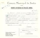 Registo de um veiculo de duas rodas tirado por dois animais de espécie bovina destinado a transporte de mercadorias em nome de Eduardo Artur da Silva, morador na Quinta das Lopas.