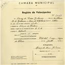 Registo de velocípede de marca B.S.A., com o nº 2043, em nome de Henry de Sousa Gilman, morador em Várzea de Colares.