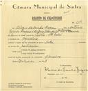 Registo de velocípede de marca Deka, com o nº 6343, em nome de Álvaro da Cunha Fragoso, morador em Agualva.