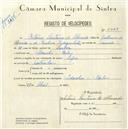 Registo de velocípede de marca Super, com o nº 5229, em nome de António Santana de Almeida, morador em Idanha.