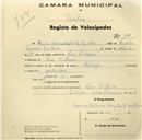 Registo de velocípede de marca Phillips, com o nº 191, em nome de Maria Helena Batista Monteiro, moradora em Pero Pinheiro