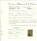 Registo de matricula de velocipedista em nome de António Mateus Ferreira, morador em Águas Livres, com o nº de inscrição 6527.
