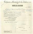 Registo de velocípede de marca Raio, com o nº 4905, em nome de Manuel Domingos Martinho, morador em Mem Martins.