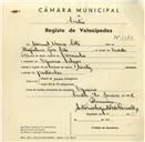 Registo de velocípede de marca Olga, com o nº 3349, em nome de Manuel Maria Souto, morador em Eugaria.