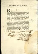 Apólice passada a José Roque Jorge para participar na negociação da nau Rainha de Nantes pela viagem que fez a Macau.