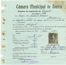 Registo de matricula de velocipedista em nome de Luísa da Conceição Rodrigues, moradora em Almoçageme, com o nº de inscrição 808.
