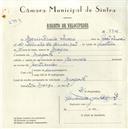 Registo de velocípede de marca Caravela, com o nº 5706, em nome de Mário Pereira Inácio, morador em Magoito.