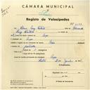 Registo de velocípede de marca Raio, com o nº 4277, em nome de [...] Brás [Cartend], morador em Anços.