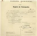 Registo de velocípede de marca Olga, com o nº 30, em nome de Adão Miguel de Sousa, morador em Pero Pinheiro.