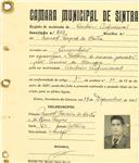 Registo de matricula de cocheiro profissional em nome de Manuel Lopes da Costa, morador em Pero Pinheiro, com o nº de inscrição 803.