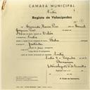 Registo de velocípede de marca Flecha, com o nº 2780, em nome de Fernando Moura Pires, morador em Sintra.