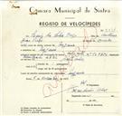Registo de velocípede de marca Ilo, com o nº 9394, em nome de Luís da Silva Prego, morador em Eugaria.