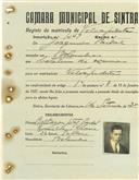 Registo de matricula de velocipedista em nome de Joaquim Pardal, morador em Bolembre, com o nº de inscrição 1049.