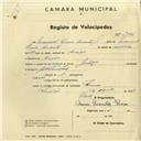 Registo de velocípede com o nº 2846, em nome de Manuel Luís Duarte, morador em Anços.