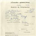 Registo de velocípede de marca Raleigh, com o nº 4331, em nome de Manuel Quintas Marques, morador em Queluz.