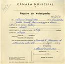 Registo de velocípede de marca Avis, com o nº 3169, em nome de Manuel Duarte Raio, morador em Sintra.