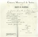 Registo de velocípede com o nº 8465, em nome de Joaquim [...] Canhão, morador em Albarraque.