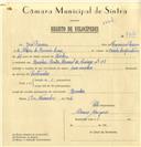 Registo de velocípede com o nº 7374, em nome de José Pereira, morador em Queluz.