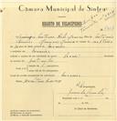 Registo de velocípede com o nº 7326, em nome de Domingos António Rocha Júnior, morador em Maceira.