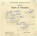 Registo de velocípede com o nº 3346, em nome de José Agostinho, morador em Cortesia.