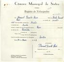 Registo de velocípede de marca Raio, com o nº 8940, em nome de Manuel Duarte Raio, morador em Sintra.