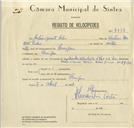 Registo de velocípede de marca Sachs, com o nº 8771, em nome de António Duarte Pedro, morador em Pernigem.