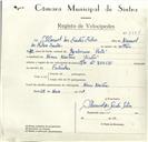 Registo de velocípede de marca Ilo, com o nº 8938, em nome de Manuel dos Santos Silva, morador em Mem Martins.