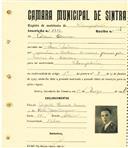 Registo de matricula de velocipedista em nome de António Oliveira, morador em Mem Martins, com o nº de inscrição 1937.