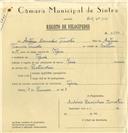 Registo de velocípede de marca Raio, com o nº 6276, em nome de António Casinhas Timóteo, morador em Tojeira.