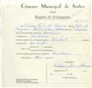 Registo de velocípede de marca Olimpique, com o nº 8838, em nome de Edisson Júlio da Fonseca, morador em Montelavar.