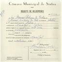 Registo de velocípede com o nº 5450, em nome de José Manuel Pedroso da Costa, morador em Mucifal.