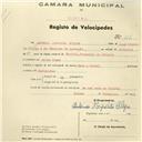Registo de velocípede de marca Raio & Pombal, com o nº 116, em nome de António Hipólito Filipe, morador em Mucifal.