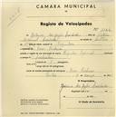 Registo de velocípede de marca Popular Especial, com o nº 1164, em nome de António dos Anjos Cardador, morador em Pero Pinheiro.
