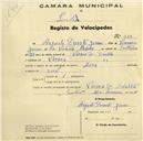 Registo de velocípede de marca Flecha, com o nº 519, em nome de Augusto Duarte Gomes, morador em Várzea de Sintra.