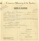 Registo de velocípede de marca Famel, com o nº 7763, em nome de Rodrigo João Corredoura, morador em Montelavar.