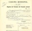 Registo de um veiculo de duas rodas tirado por um animal de espécie cavalar destinado a transporte de mercadorias em nome de Domingos Silvestre Júnior, morador nos Negrais.