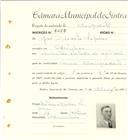 Registo de matricula de velocipedista em nome de José Duarte Sapina, morador em Odrinhas, com o nº de inscrição 6428.