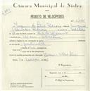 Registo de velocípede com o nº 5105, em nome de Joaquim da Silva Pedroso, morador em Mem Martins.